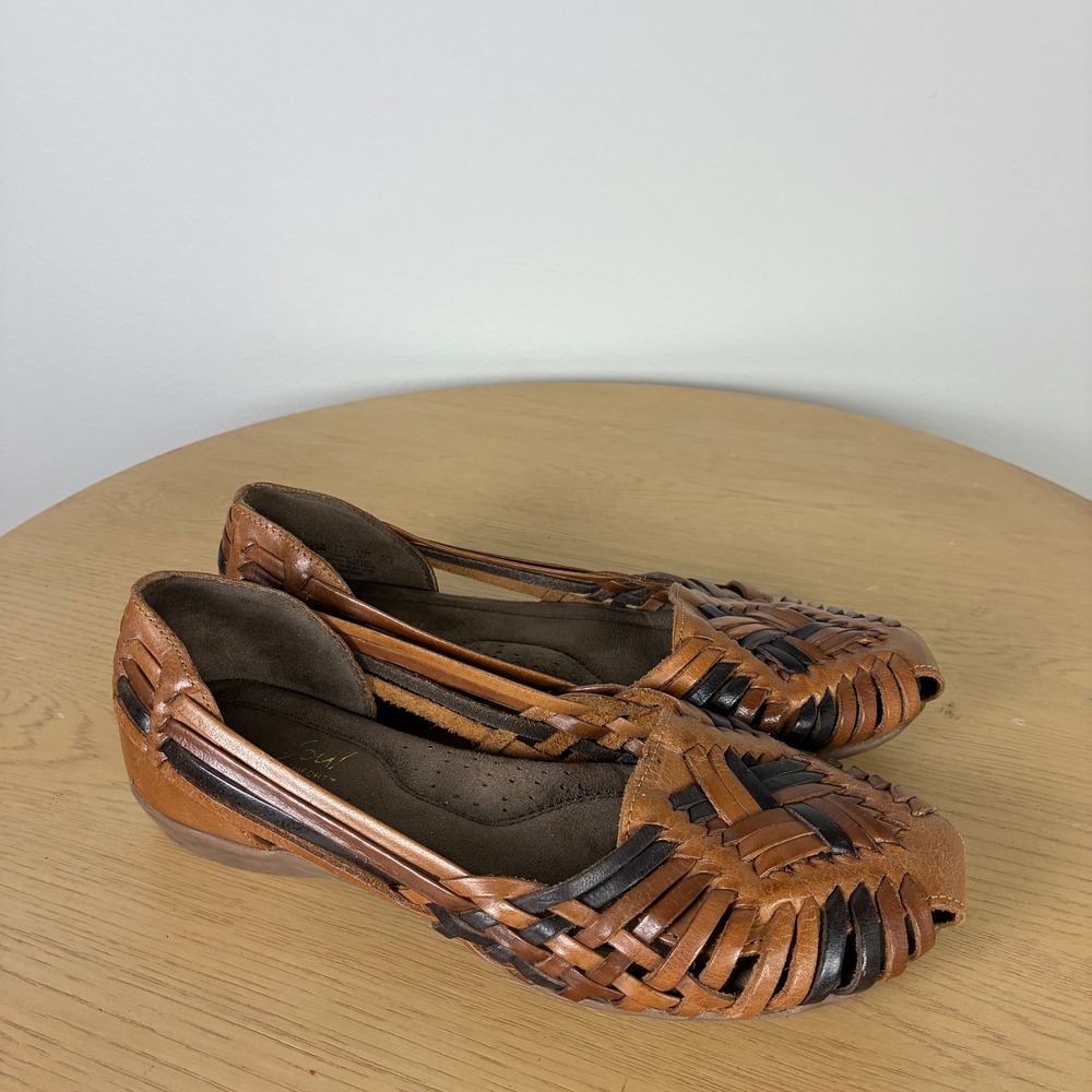 Natural Soul Naturalizer Woven Leather Huarache Flats Womens 6.5 Fisherman Boho